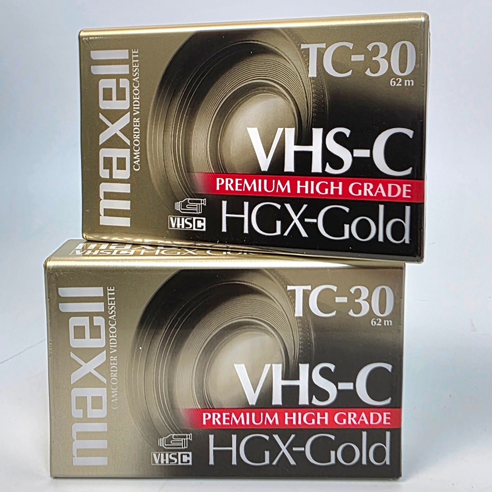 (2) Maxell HGX-Gold TC-30 VHS-C Camcorder Videocassette Premium High Grade New